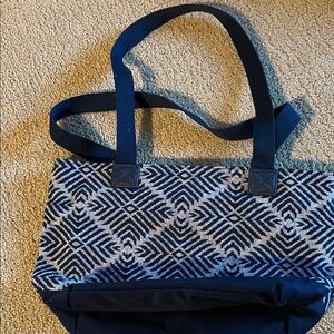 Stylish Navy Blue Patterned Tote Bag